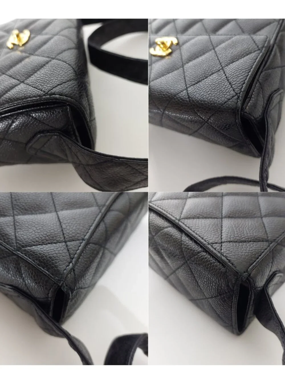 CHANEL Black Caviar Leather Square Box Flap Bag